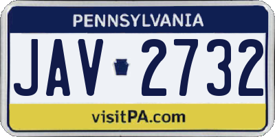 PA license plate JAV2732