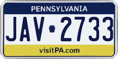 PA license plate JAV2733