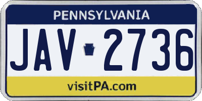PA license plate JAV2736