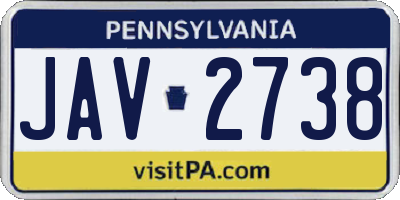 PA license plate JAV2738