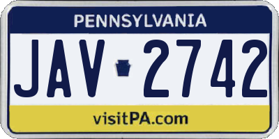 PA license plate JAV2742