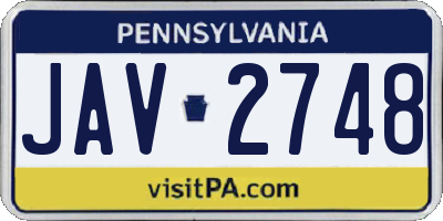 PA license plate JAV2748