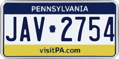 PA license plate JAV2754