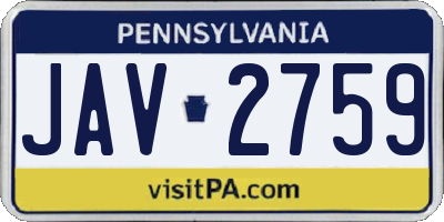 PA license plate JAV2759