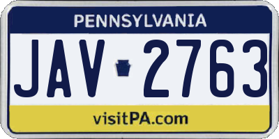 PA license plate JAV2763