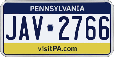 PA license plate JAV2766