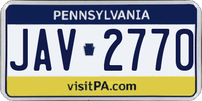 PA license plate JAV2770