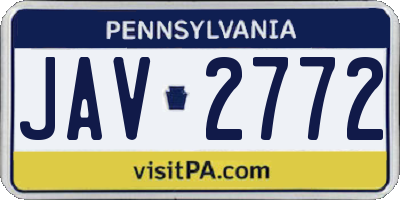 PA license plate JAV2772