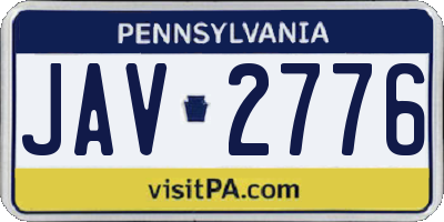 PA license plate JAV2776