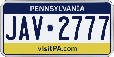 PA license plate JAV2777