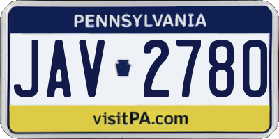 PA license plate JAV2780