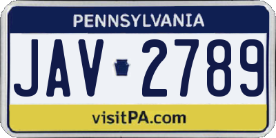 PA license plate JAV2789