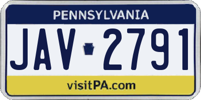 PA license plate JAV2791