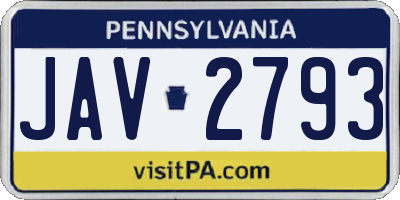 PA license plate JAV2793