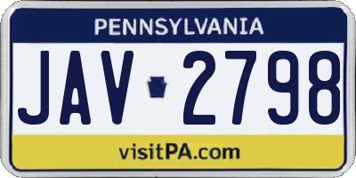 PA license plate JAV2798