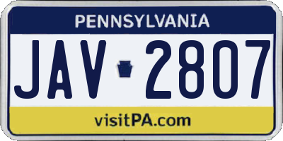 PA license plate JAV2807