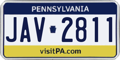 PA license plate JAV2811