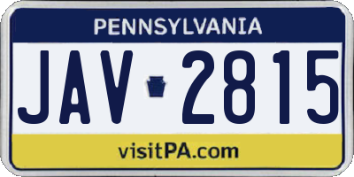 PA license plate JAV2815