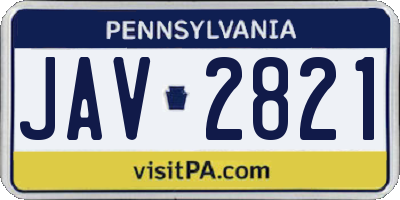 PA license plate JAV2821