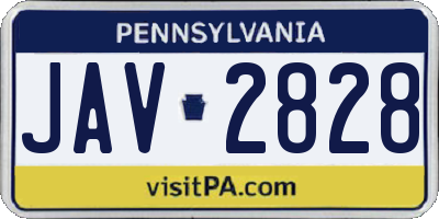 PA license plate JAV2828