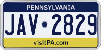 PA license plate JAV2829