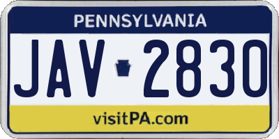 PA license plate JAV2830
