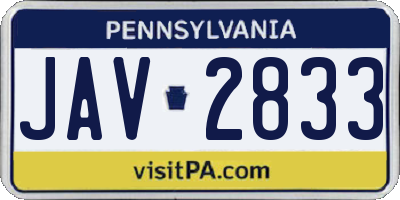 PA license plate JAV2833