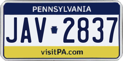 PA license plate JAV2837