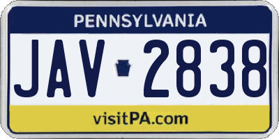 PA license plate JAV2838