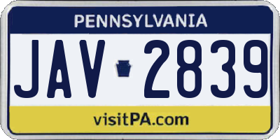 PA license plate JAV2839