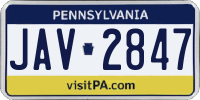 PA license plate JAV2847