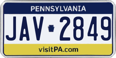 PA license plate JAV2849