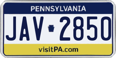 PA license plate JAV2850