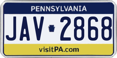 PA license plate JAV2868