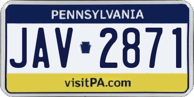 PA license plate JAV2871