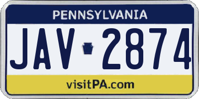 PA license plate JAV2874