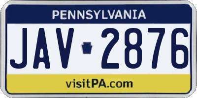 PA license plate JAV2876