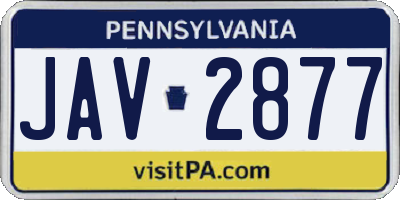PA license plate JAV2877