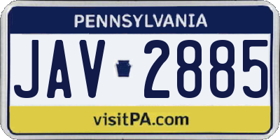 PA license plate JAV2885