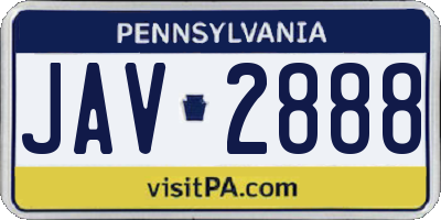 PA license plate JAV2888