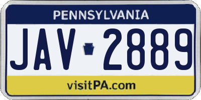 PA license plate JAV2889