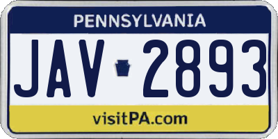 PA license plate JAV2893