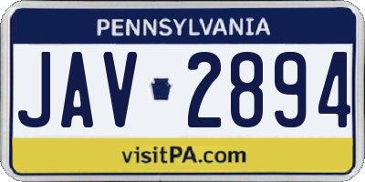 PA license plate JAV2894