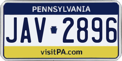 PA license plate JAV2896