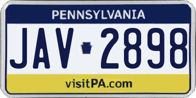 PA license plate JAV2898