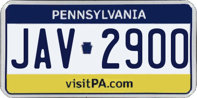 PA license plate JAV2900
