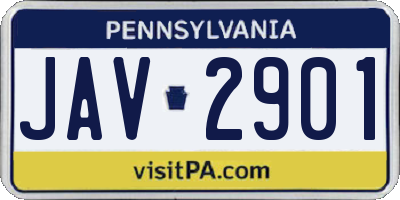 PA license plate JAV2901