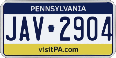 PA license plate JAV2904