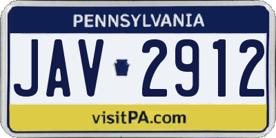 PA license plate JAV2912