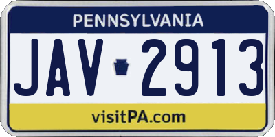 PA license plate JAV2913